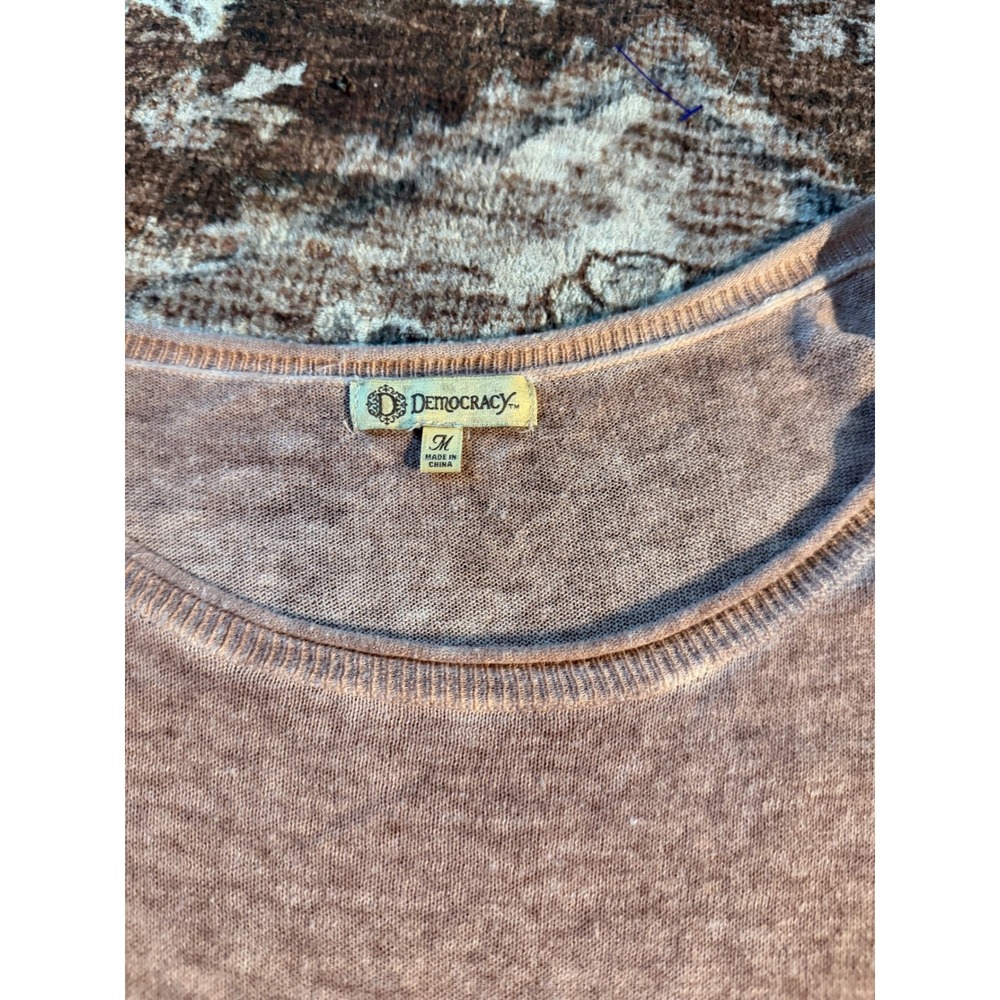 Democracy Womens Mauve Sharkbite Hem Layered Sweater Medium Long Sleeve Knit Top - Picture 2 of 5